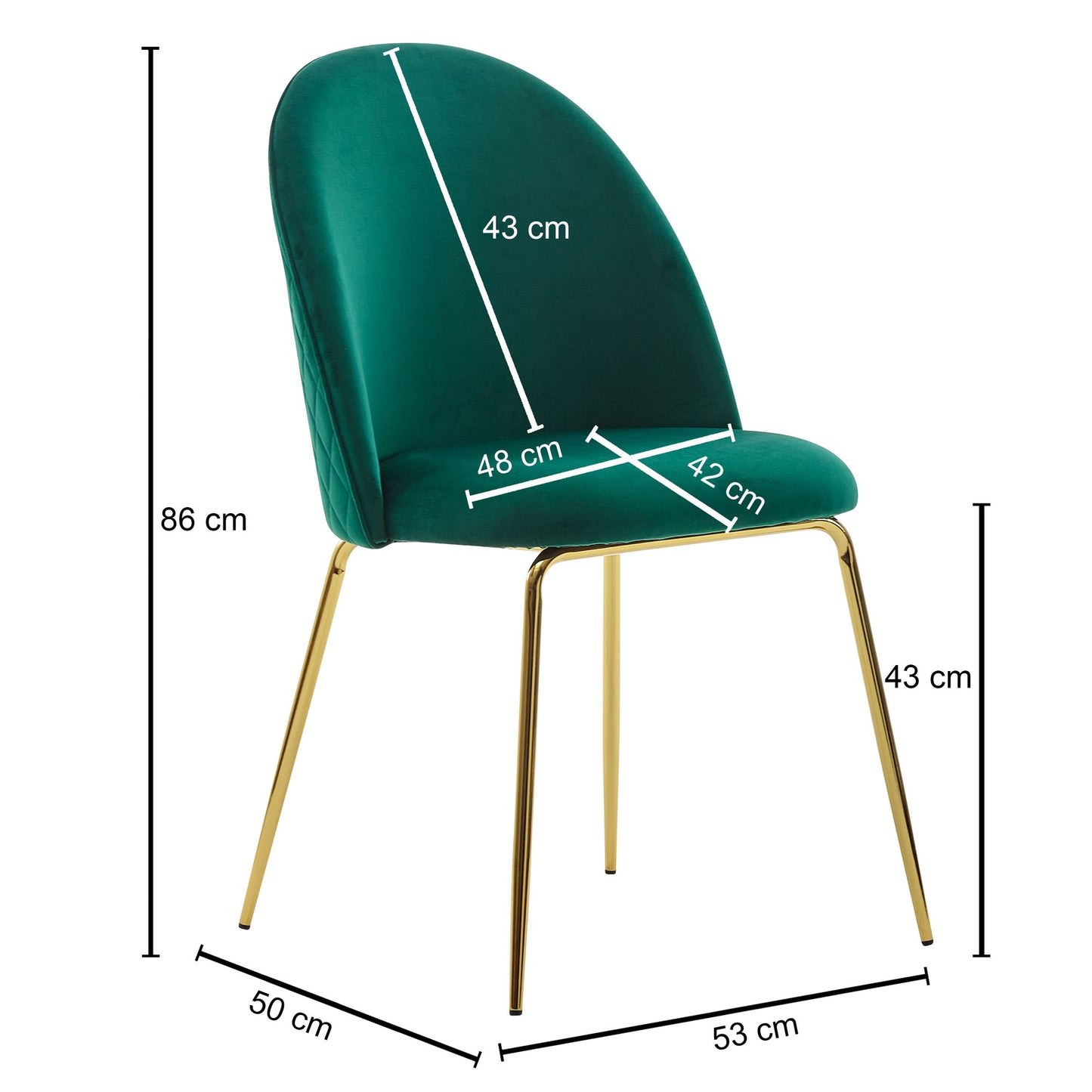 Design Esszimmerstuhl 2er Set Samt Gruen Gepolstert Kuechenstuhl Stoff mit goldenen Beinen Schalenstuhl Skandinavisch Polsterstuhl mit Samtbezug