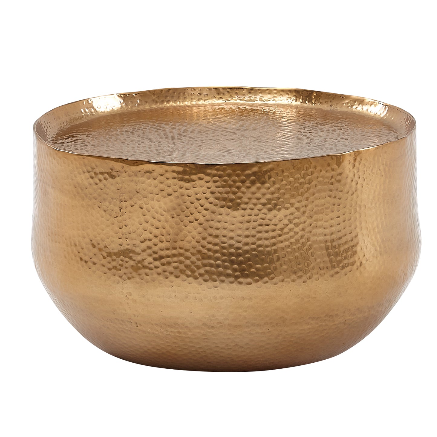 Couchtisch Aluminium Gold 60 mal 60 mal 35 cm Wohnzimmertisch Hammerschlag Designer Sofatisch Rund Alu Orientalisch Runder Kaffeetisch Metall Klein