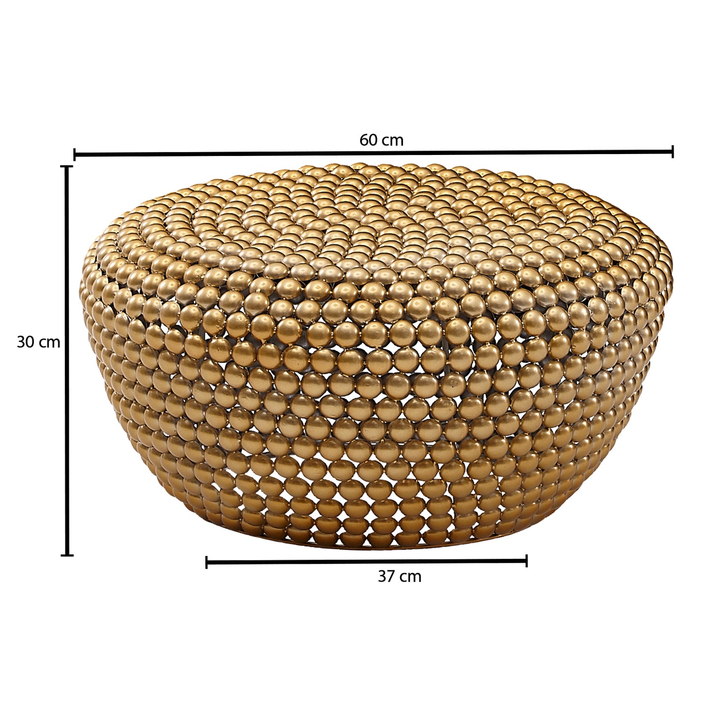 Couchtisch Aluminium Gold 60 mal 60 mal 30 cm Wohnzimmertisch Metall Rund Designer Sofatisch Alu Orientalisch Runder Kaffeetisch Klein