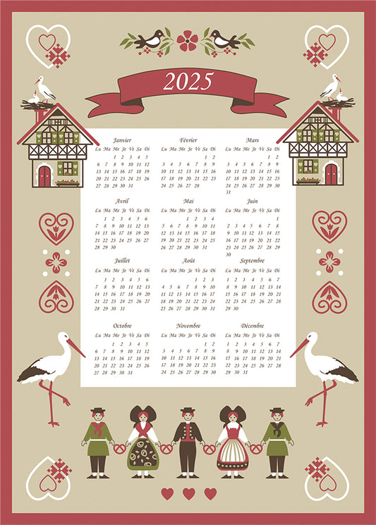 Geschirrtuch Calendrier 2025 Hisla Beige 50 x 70