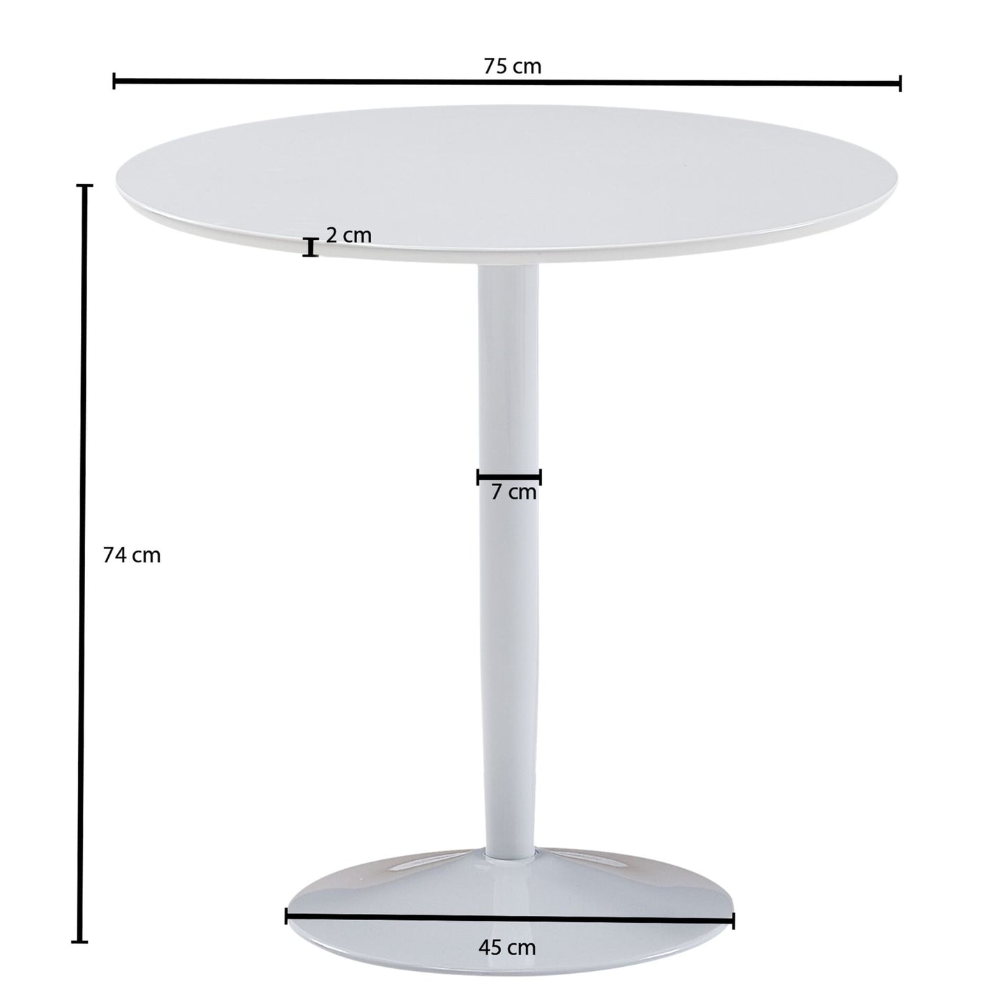 Esstisch Rund 75 mal 75 mal 74 cm Kleiner Kuechentisch Weiss Hochglanz Runder Esszimmertisch 2 Personen Moderner Fruehstueckstisch Kueche Tisch Esszimmer Klein