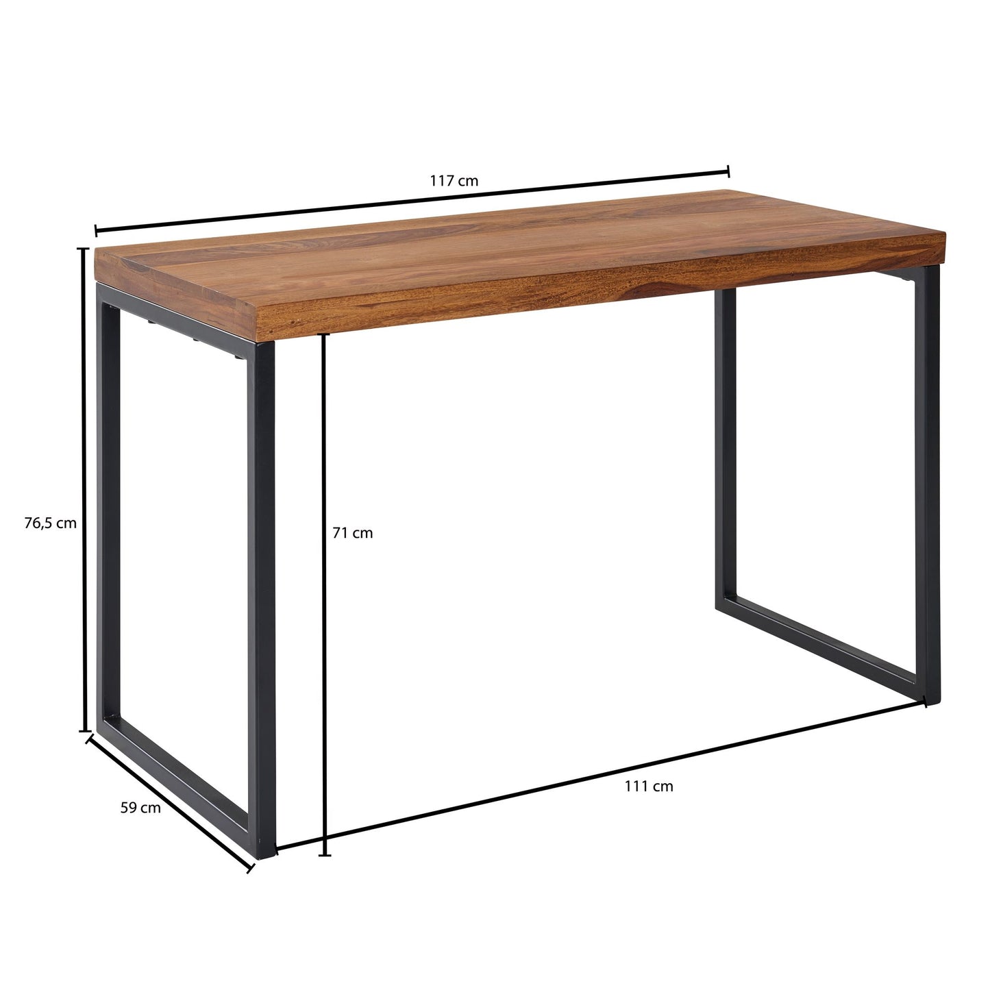 Schreibtisch Sheesham Massivholz Metall 117 mal 59 mal 76 5 cm Computertisch Design Buerotisch Klein Dunkel Laptoptisch Arbeitszimmer