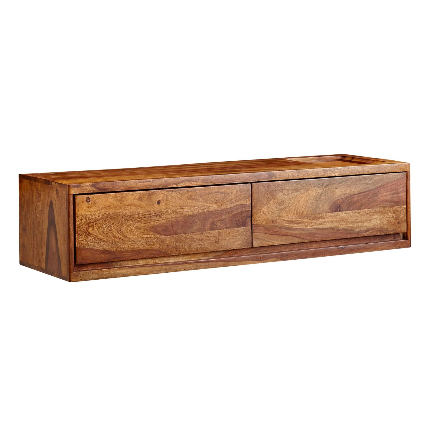 Lowboard Haengend Sheesham Massivholz 108 mal 25 mal 34 cm TV Schrank Braun Design Fernsehtisch mit Stauraum Fernsehschrank Wand Modern TV Kommode Fernsehkommode zum Aufhaengen