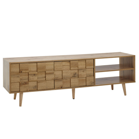 Lowboard Holz Eiche Dekor 160 mal 51 mal 40 cm TV Kommode mit zwei Tueren Design TV Schrank Hoch Fernsehtisch Fernsehschrank Modern Fernsehkommode Wohnzimmer