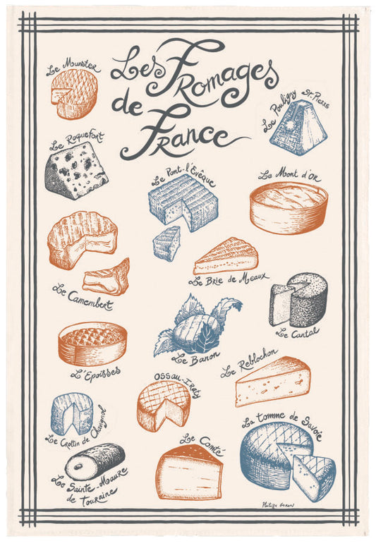 Geschirrtuch Imprimé Fromages de France Ecru 48 x 72