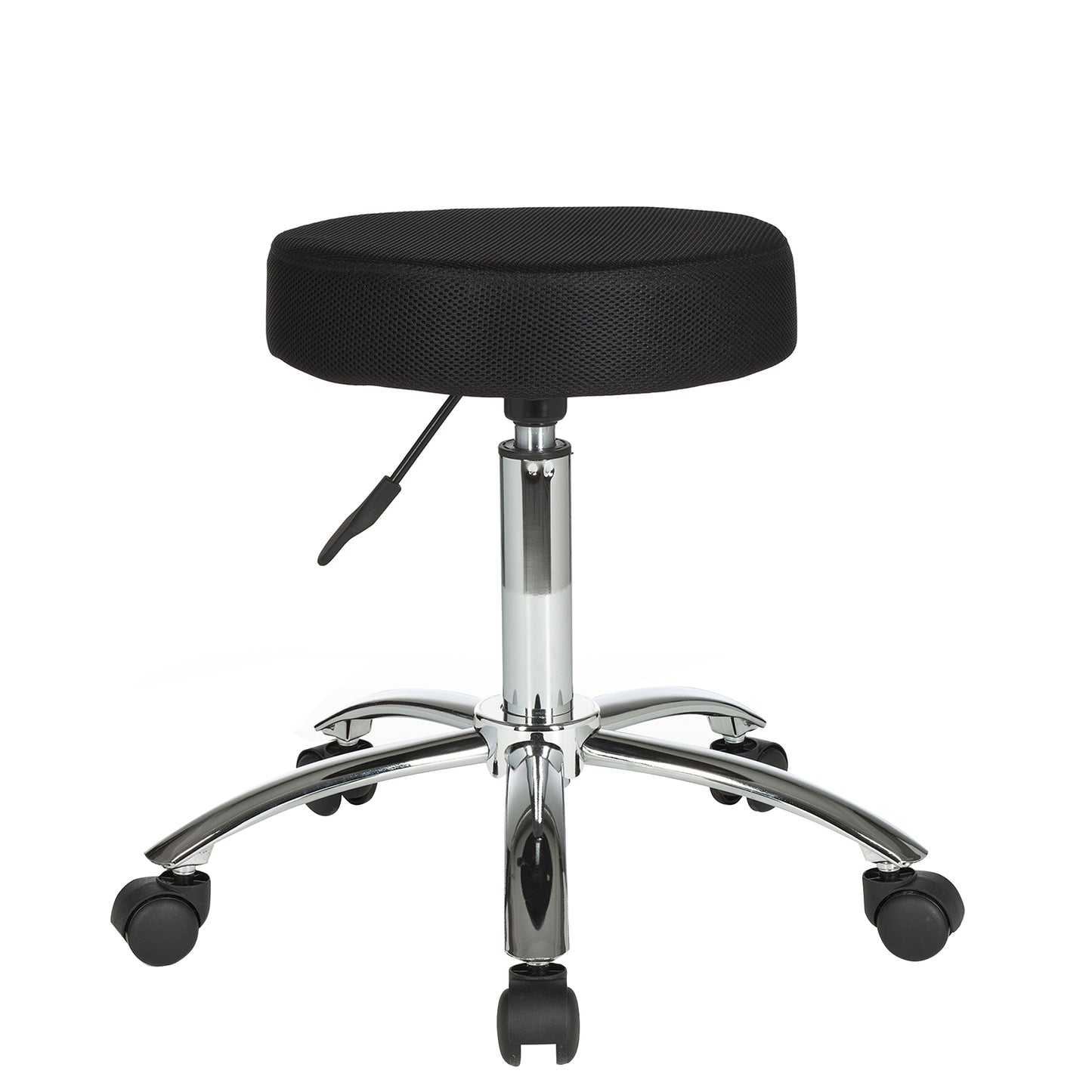 Hocker Design Arbeitshocker Stoffbezug Schwarz Sitzhocker mit Rollen Rollhocker gepolstert ohne Lehne  mal L
