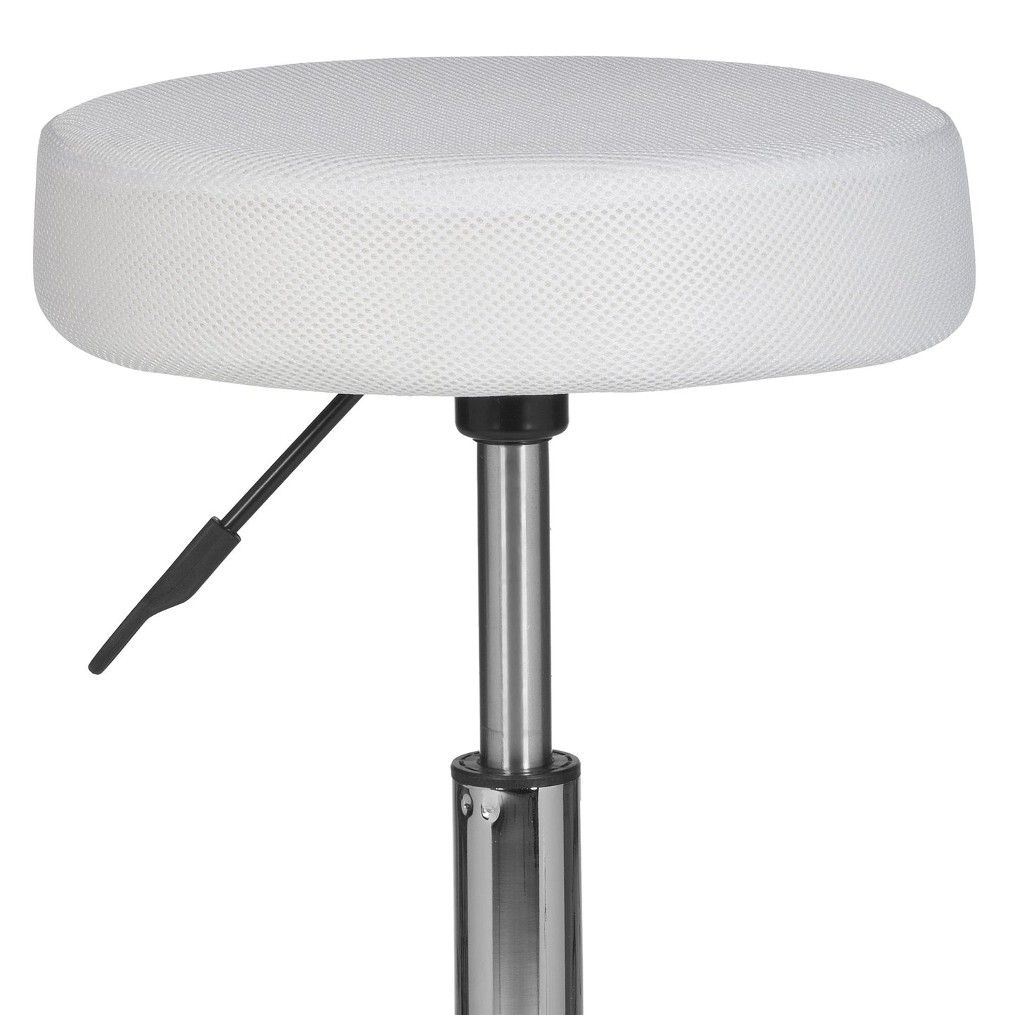 Hocker Design Arbeitshocker Stoffbezug Weiss Sitzhocker mit Rollen Rollhocker gepolstert ohne Lehne mal L