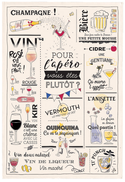 Geschirrtuch Verres et apéros Écru 48 X 72