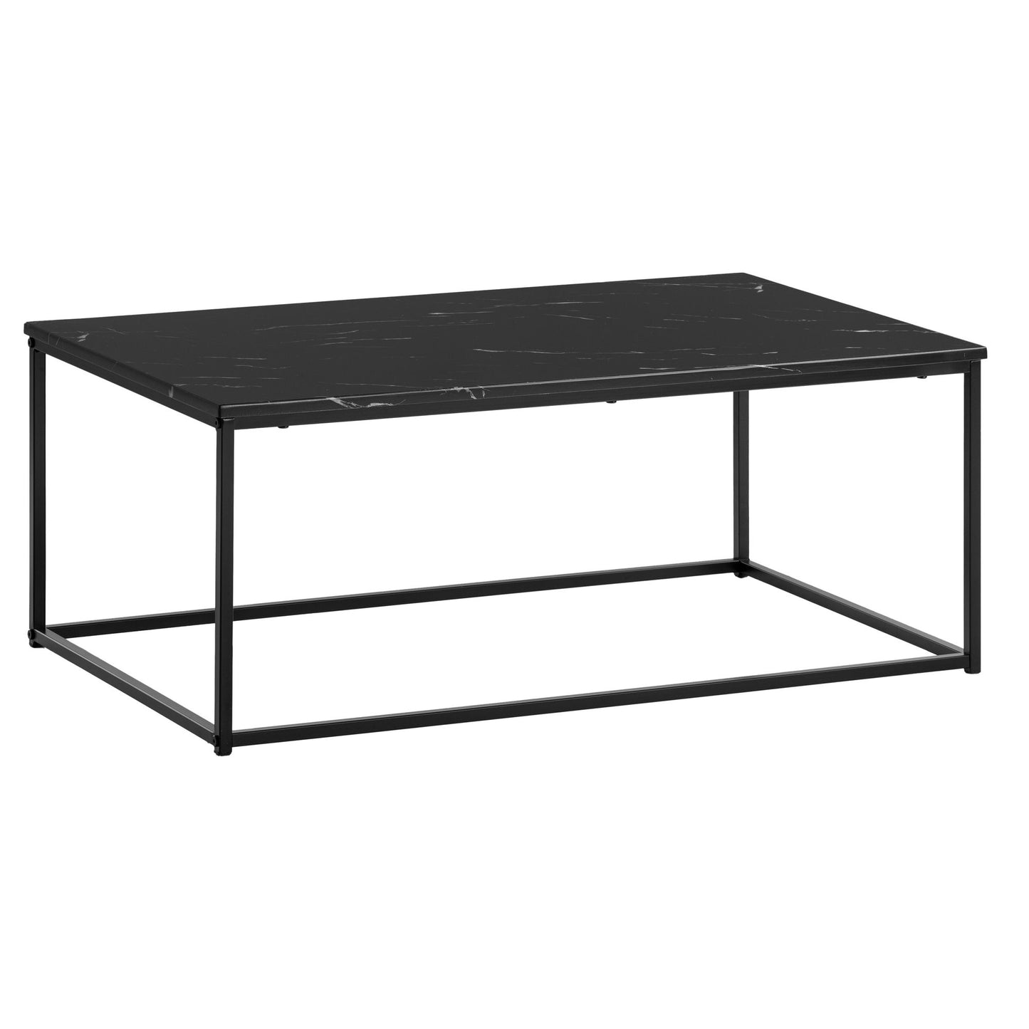 Couchtisch 100 mal 60 mal 40 cm mit Marmor Optik Schwarz Wohnzimmertisch mit Metall Gestell Sofatisch Eckig Tisch Wohnzimmer Beistelltisch