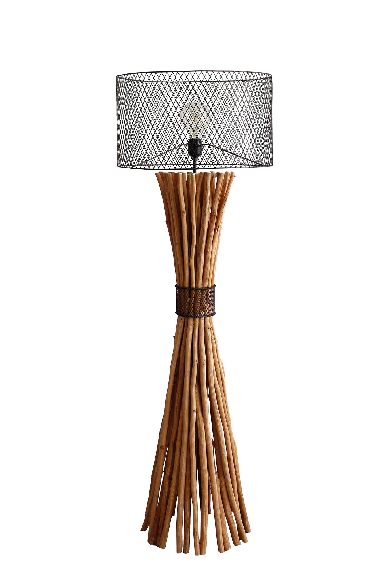 Stehleuchte Treibholz Natur Schwarz 149 cm