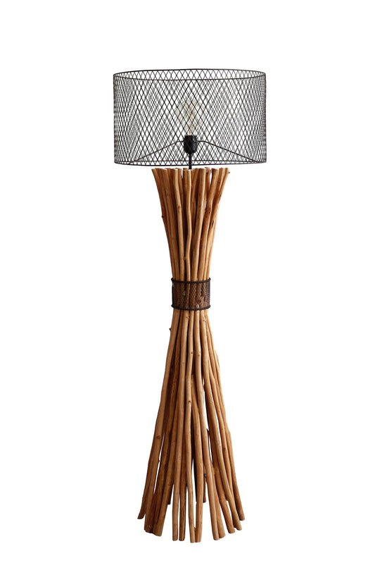 Stehleuchte Treibholz Natur Schwarz 149 cm