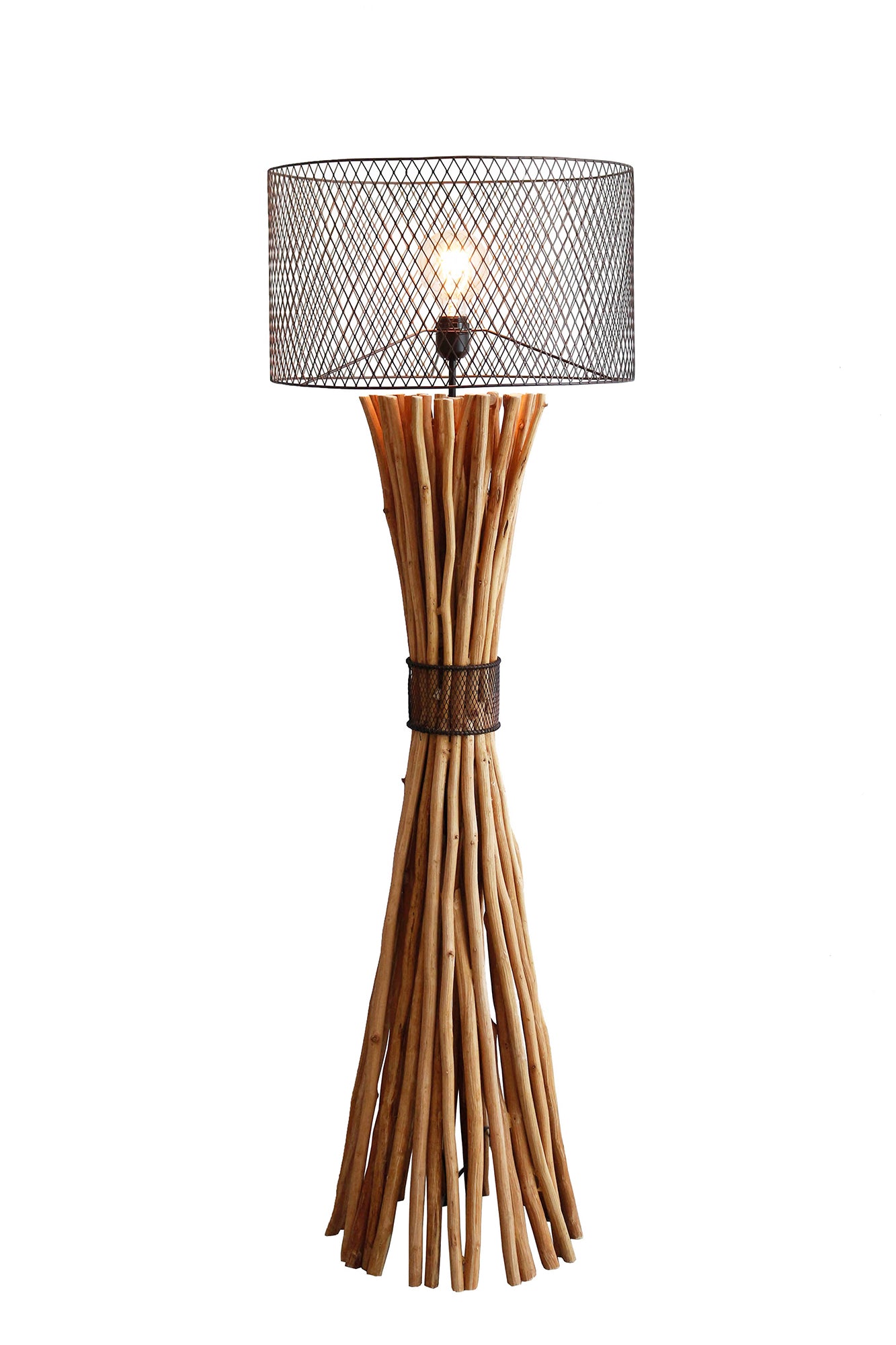 Stehleuchte Treibholz Natur Schwarz 149 cm