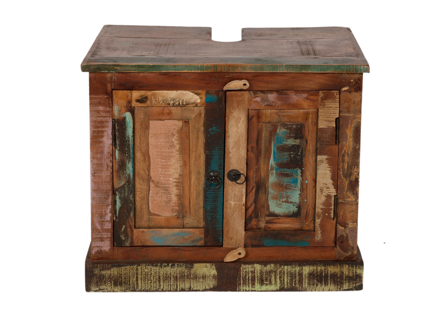 Badezimmer-Unterschrank 2 Tueren kein Boden mit Siphonausschnitt 16x65 cm Mass hinter der Tuer 575 505x35x44 405 cm