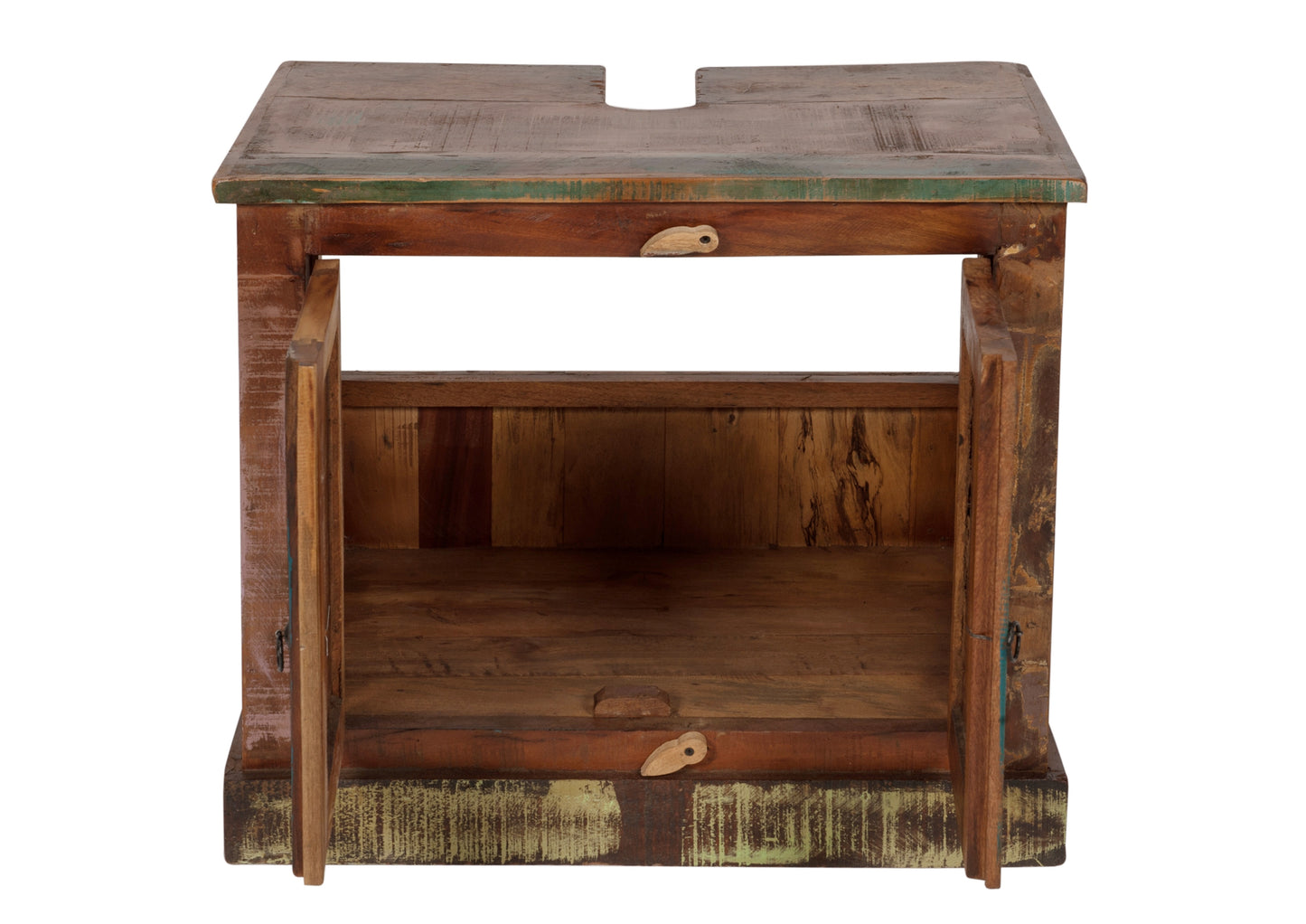 Badezimmer-Unterschrank 2 Tueren kein Boden mit Siphonausschnitt 16x65 cm Mass hinter der Tuer 575 505x35x44 405 cm