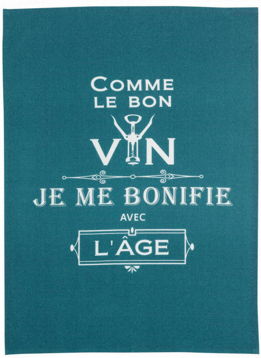 Geschirrtuch Message Comme le bon vin Paon 70 x 50