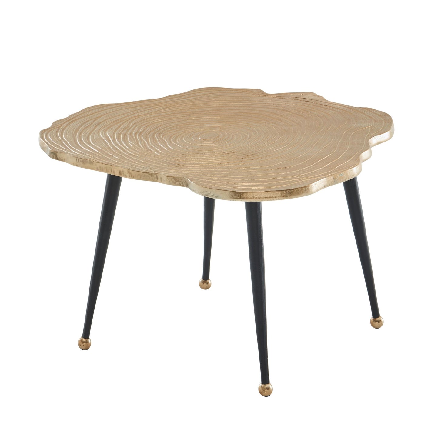 Couchtisch Aluminium Baumscheibe 64 mal 64 mal 37 cm Sofatisch Metall Gold Design Wohnzimmertisch Rund Kleiner Kaffeetisch Modern Beistelltisch Anstelltisch Wohnzimmer