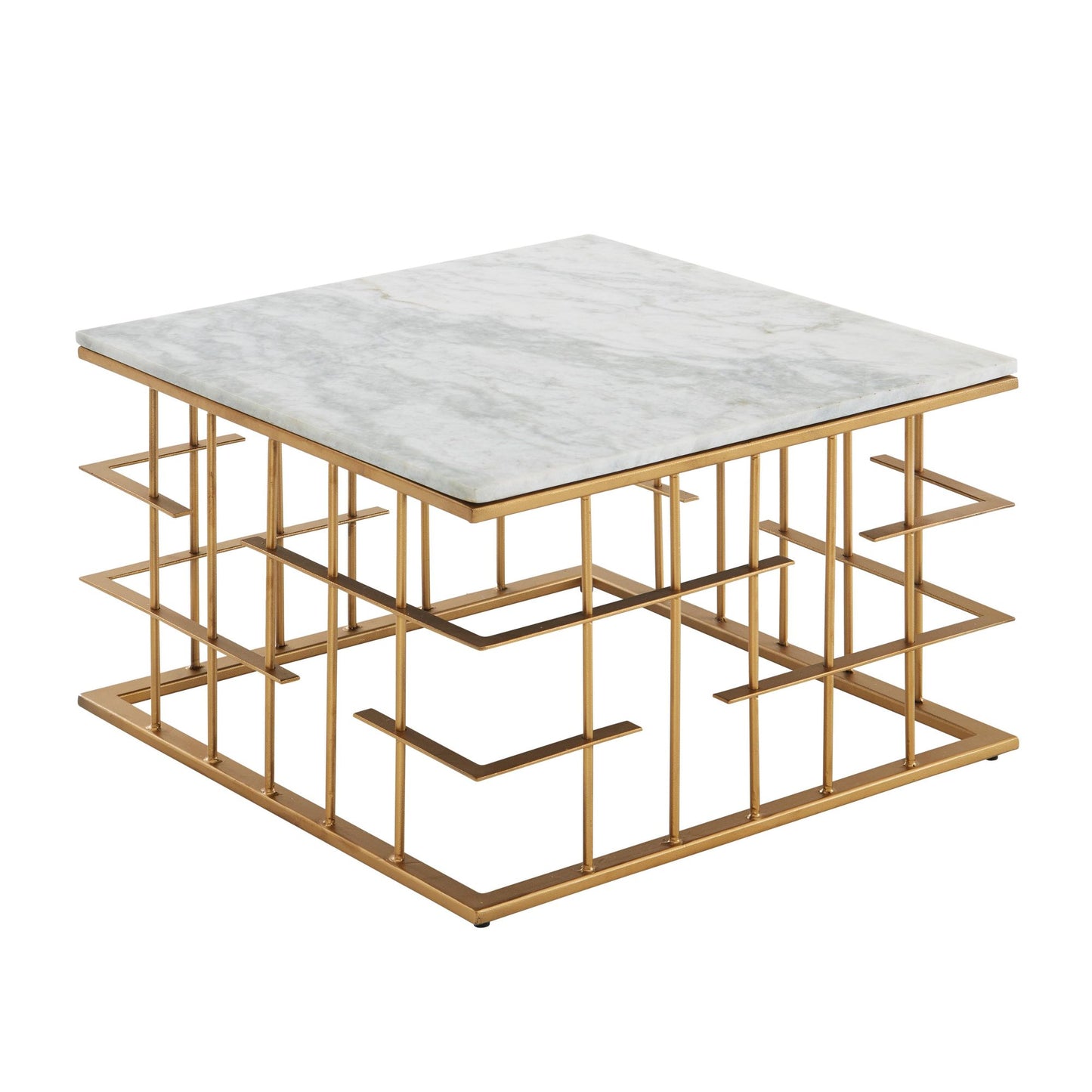 Couchtisch Echter Marmor Weiss 55 mal 55 mal 35 cm Sofatisch Metall Gold Design Wohnzimmertisch Quadratisch Kleiner Kaffeetisch Modern Eckig Beistelltisch Anstelltisch Wohnzimmer