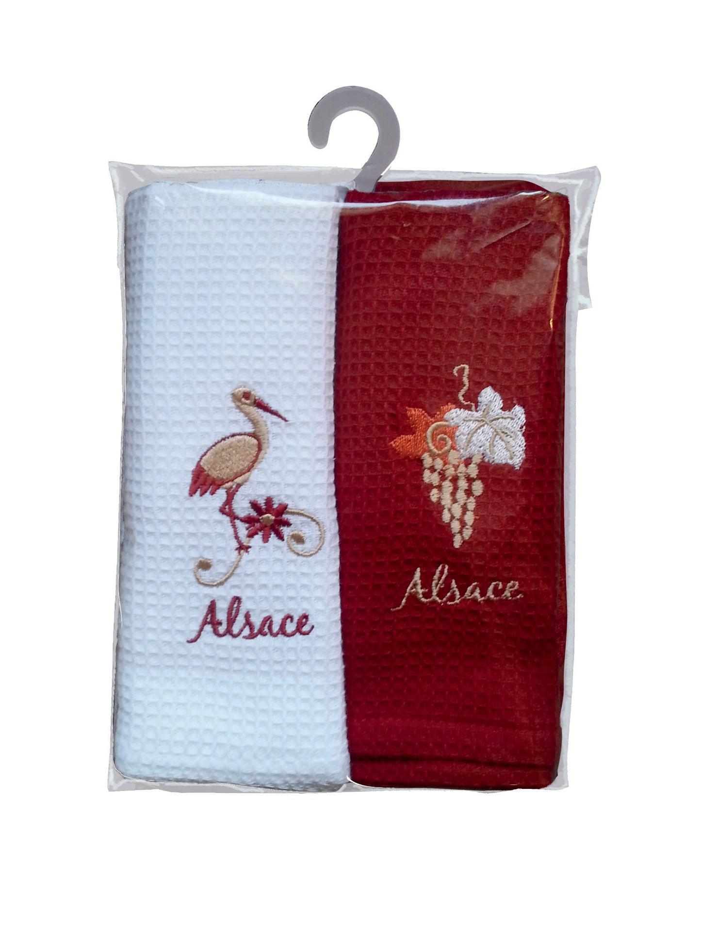 Set aus 2 Waffelhandtuechern Broderie Alsace Assortis 40 X 60
