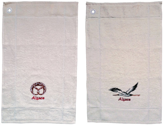 Mignonette 2 bestickte Handtuecher Broderie Alsace Écru 50 X 30