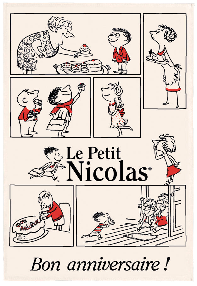 Geschirrtuch Le Petit Nicolas L'anniversaire Écru 48 X 72