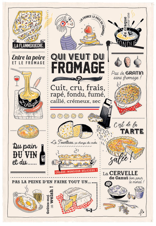 Geschirrtuch Qui veut du fromage Écru 48 X 72