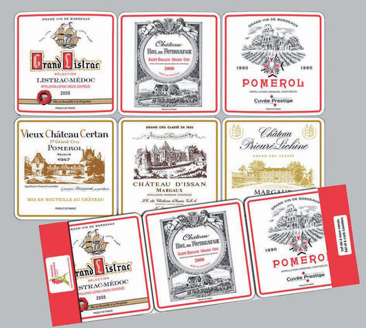 Set aus 6 Untersetzern Bordeaux Assortis 10 X 10