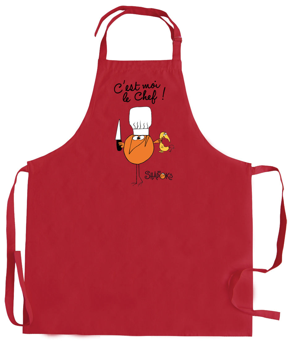 Küchenschürze Shadoks C'est moi le chef recyclé Rouge 72 x 90