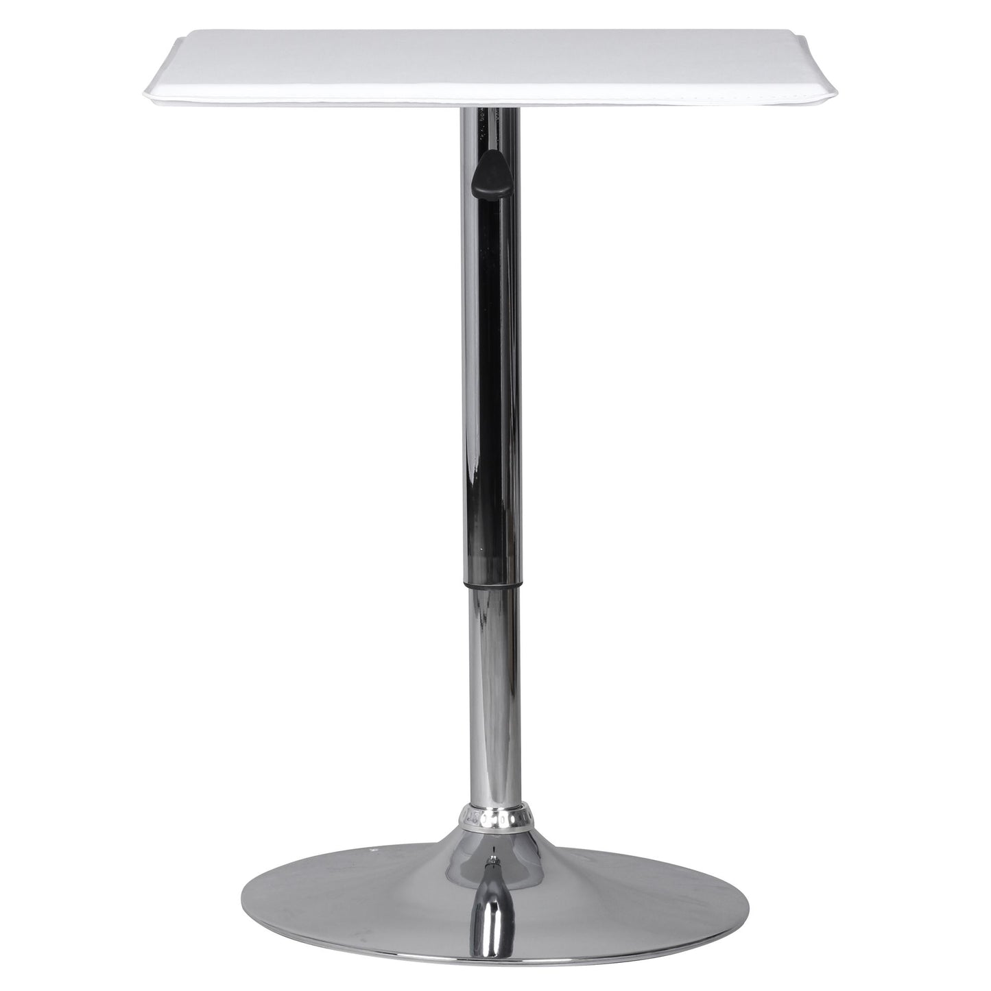 Stehtisch Bistrotisch Kunstleder Weiss hoehen verstellbar quadratisch Design Bartisch Chrom robust eckig Stehtisch Messetisch modern Partytisch drehbar