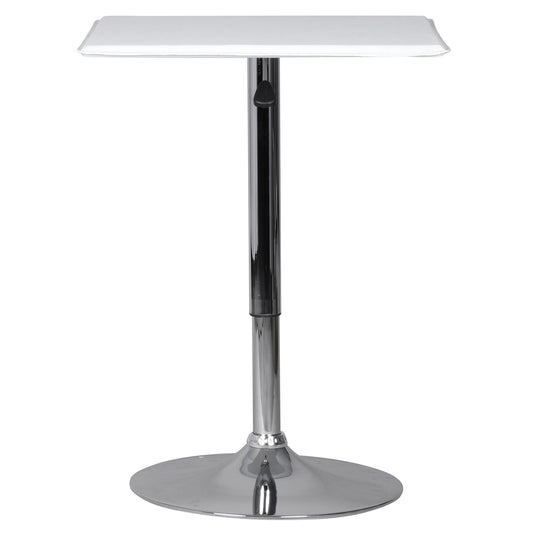 Stehtisch Bistrotisch Kunstleder Weiss hoehen verstellbar quadratisch Design Bartisch Chrom robust eckig Stehtisch Messetisch modern Partytisch drehbar