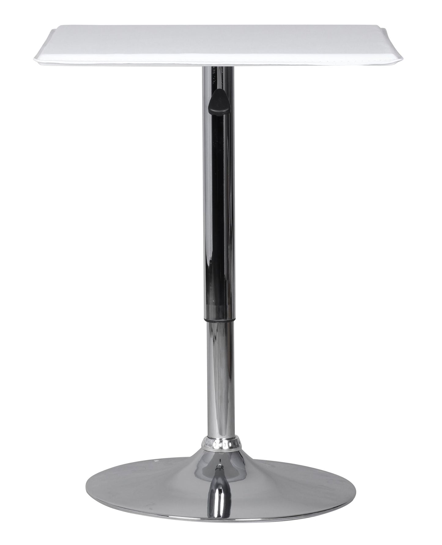 Stehtisch Bistrotisch Kunstleder Weiss hoehen verstellbar quadratisch Design Bartisch Chrom robust eckig Stehtisch Messetisch modern Partytisch drehbar