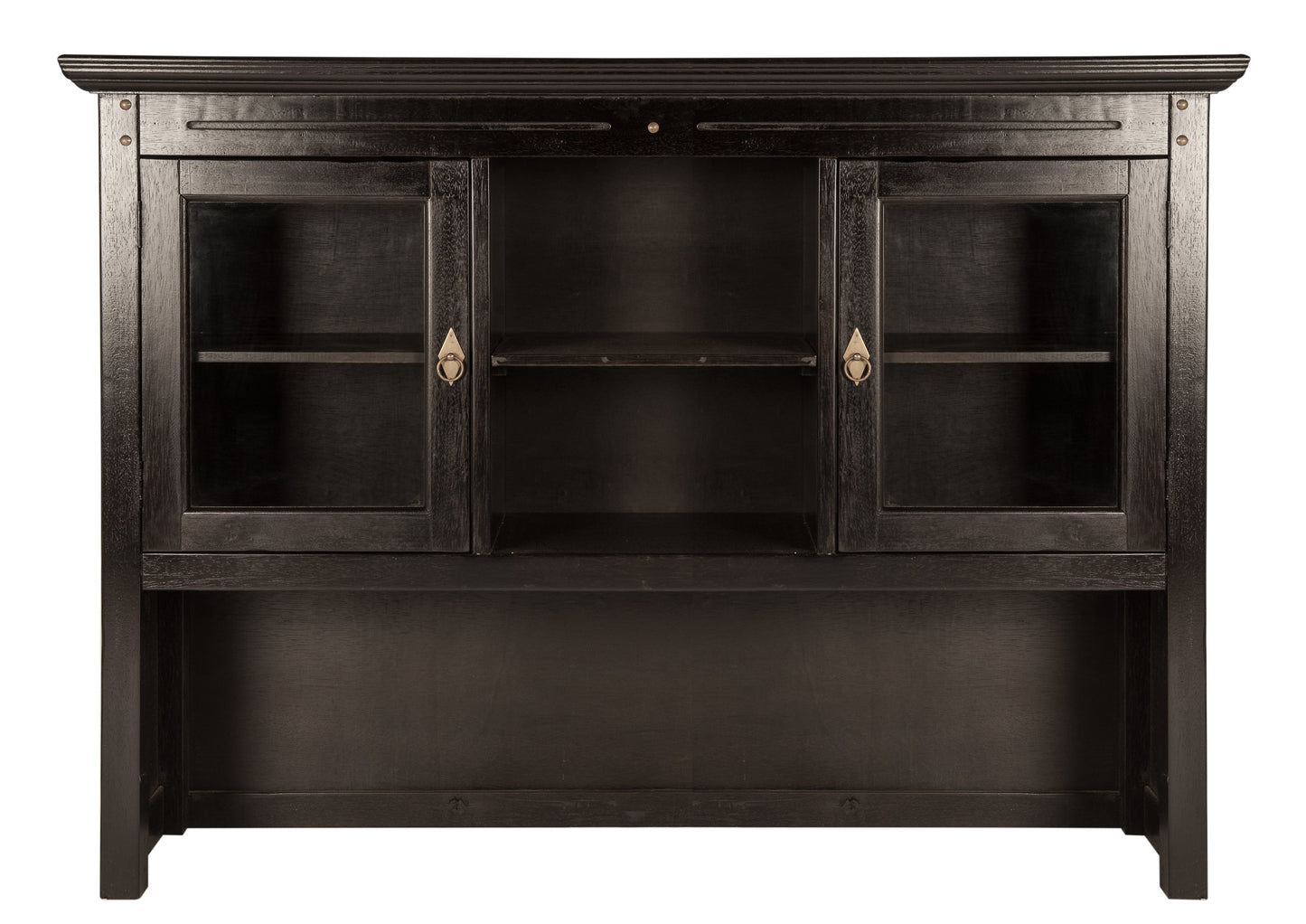 Buffet-Aufsatz 2 Glastueren 2 offene Faecher passend fuer Sideboard 09803-30 je ein fester Einlegeboden hinter den Glastueren Fachmasse rechts und links BT 41x275 cm Hoehe 37 und 25 cm Fachmasse mittig BT 41x30 Hoehe 37 und 25 cm
