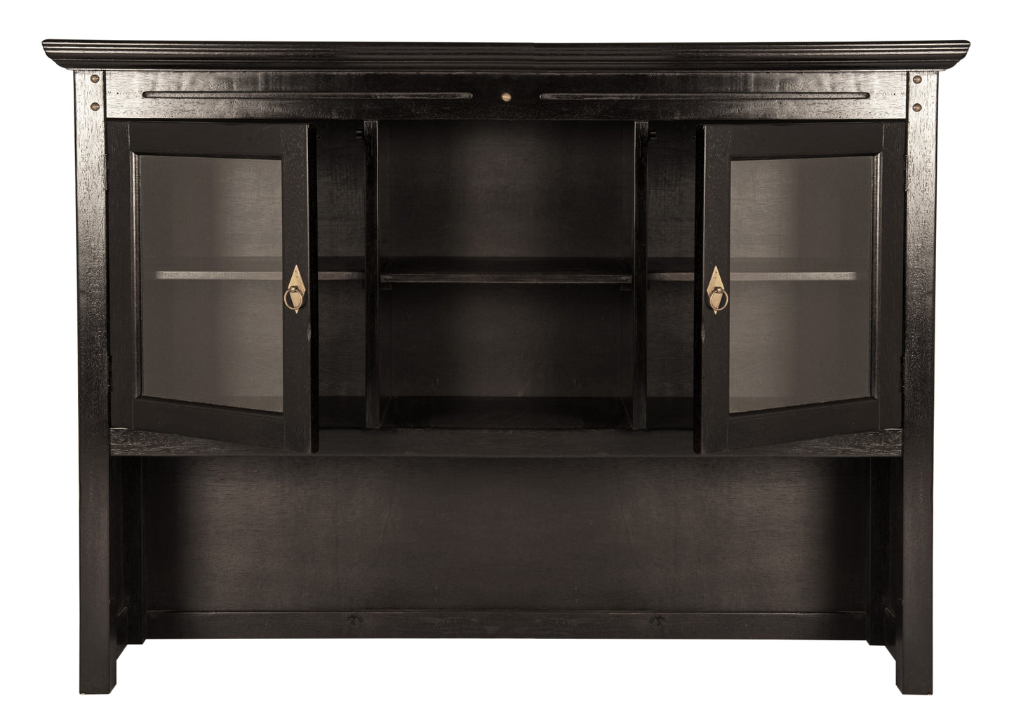 Buffet-Aufsatz 2 Glastueren 2 offene Faecher passend fuer Sideboard 09803-30 je ein fester Einlegeboden hinter den Glastueren Fachmasse rechts und links BT 41x275 cm Hoehe 37 und 25 cm Fachmasse mittig BT 41x30 Hoehe 37 und 25 cm