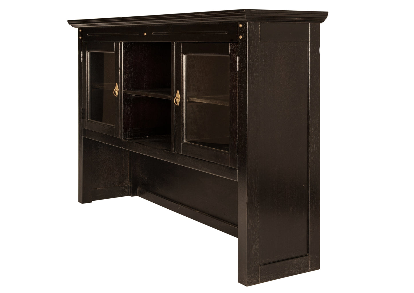 Buffet-Aufsatz 2 Glastueren 2 offene Faecher passend fuer Sideboard 09803-30 je ein fester Einlegeboden hinter den Glastueren Fachmasse rechts und links BT 41x275 cm Hoehe 37 und 25 cm Fachmasse mittig BT 41x30 Hoehe 37 und 25 cm