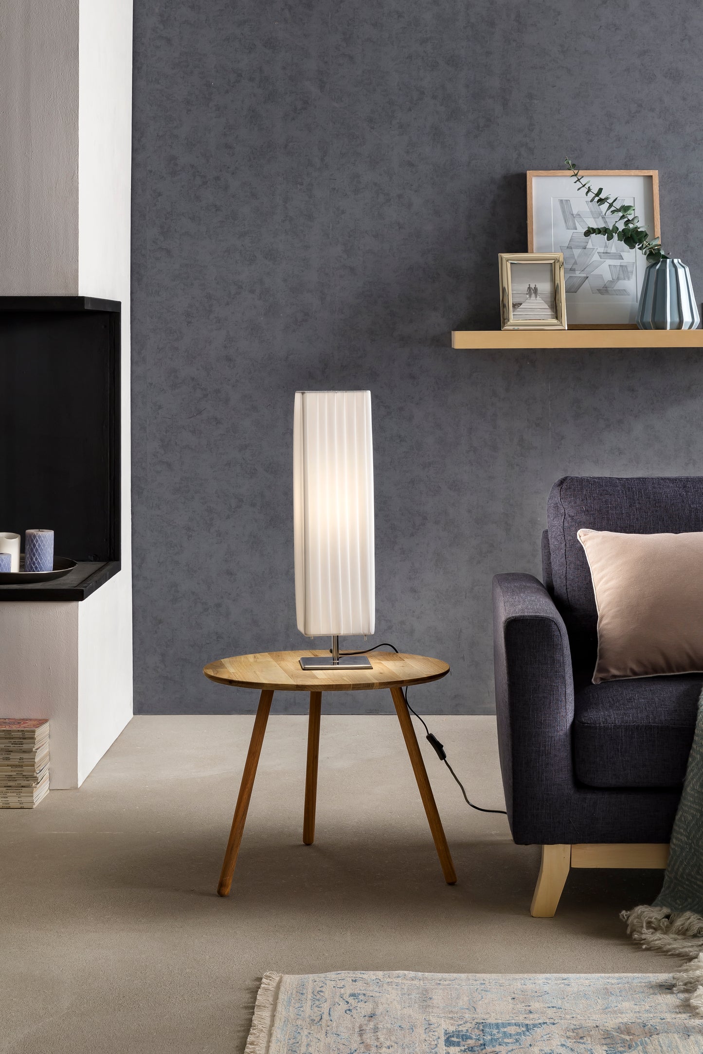Tischlampe 60 cm eckig weiß chrom