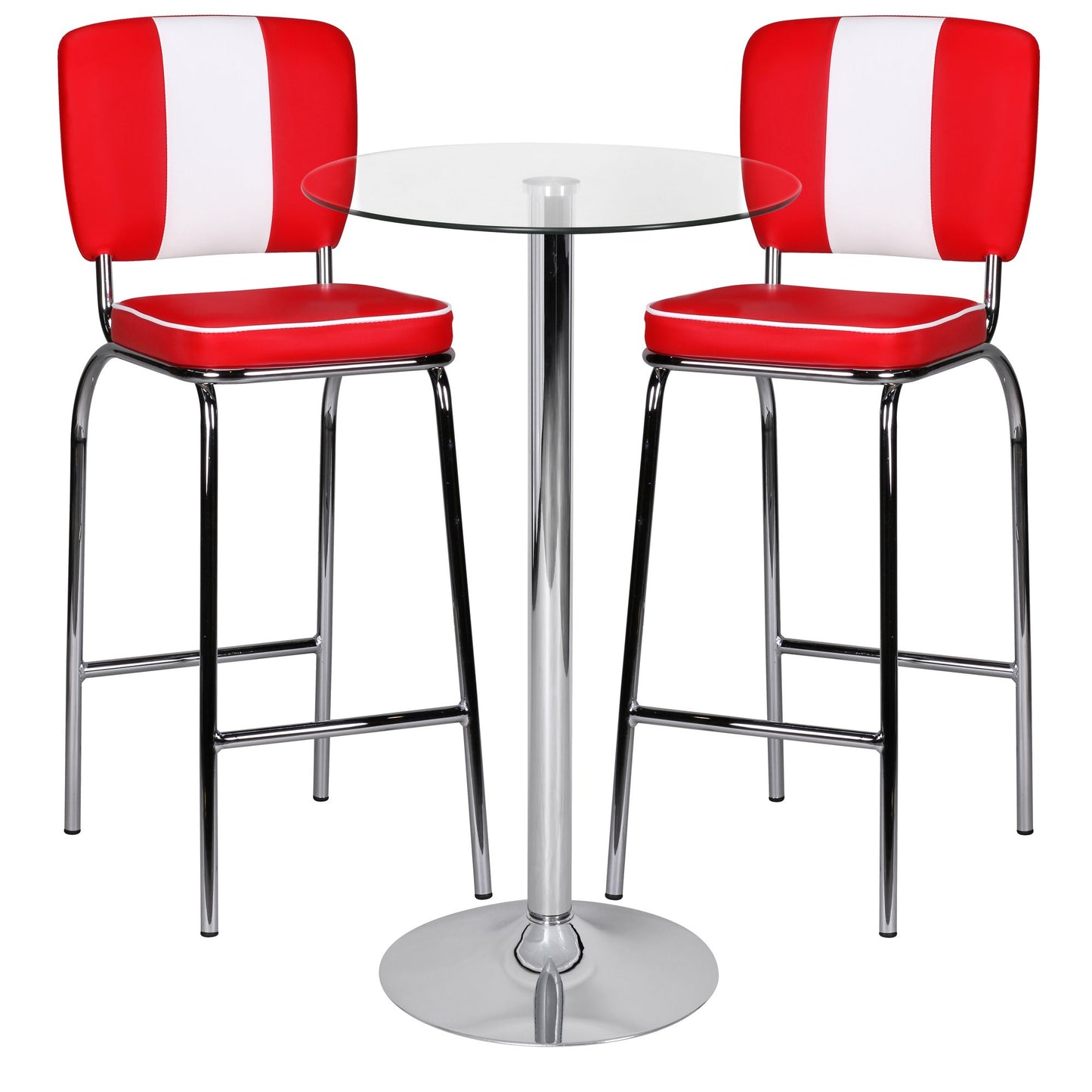 Stehtisch 60 mal 60 mal 105 cm Rund Bartisch Sicherheitsglas Bistrotisch Silber Moderner Tisch fuer Bar Design Partytisch Metall Hochtisch Messetisch Chrom