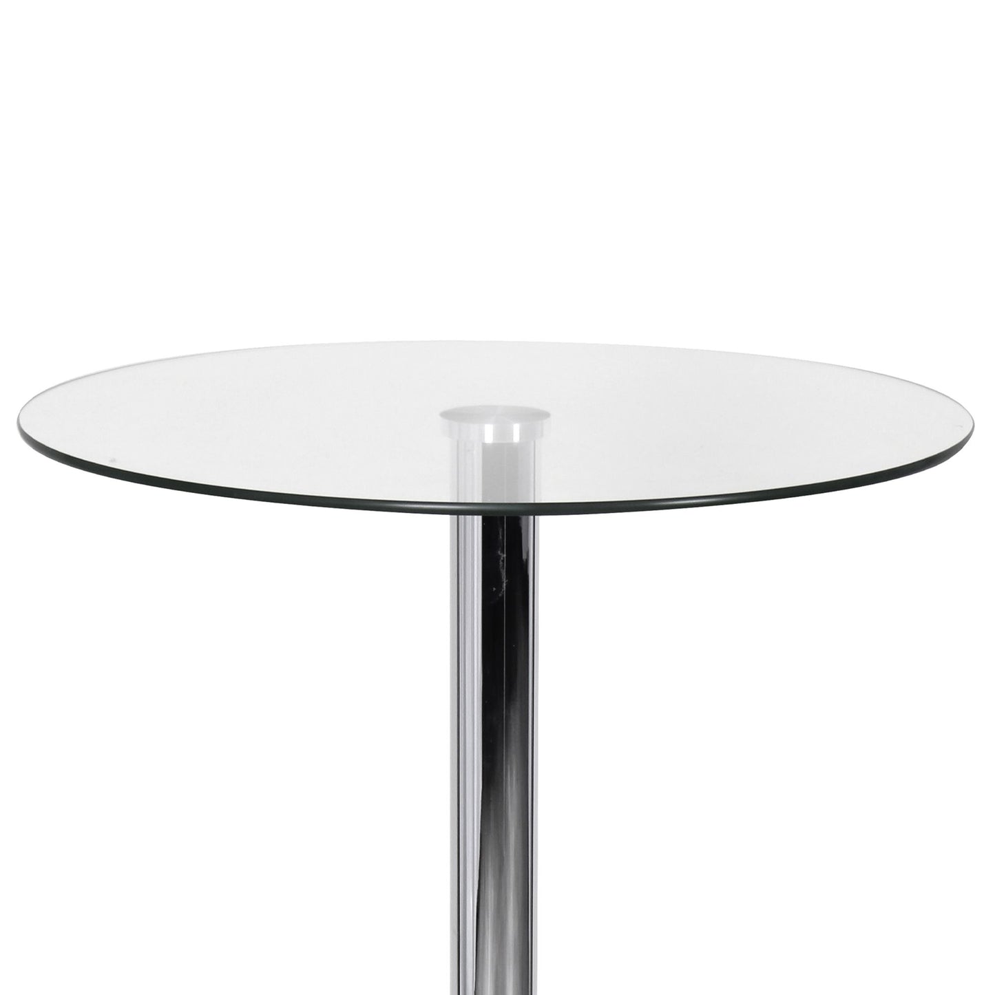 Stehtisch 60 mal 60 mal 105 cm Rund Bartisch Sicherheitsglas Bistrotisch Silber Moderner Tisch fuer Bar Design Partytisch Metall Hochtisch Messetisch Chrom