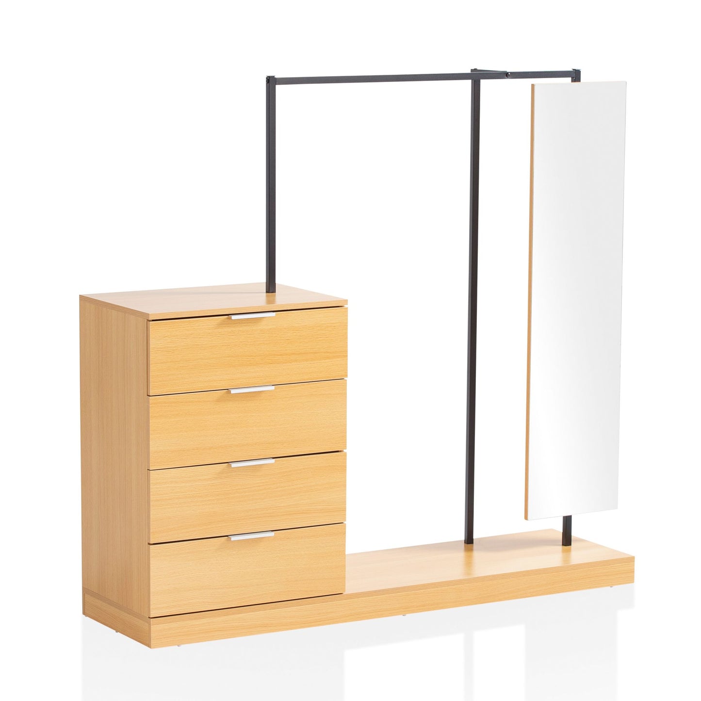 Garderobe Eiche Dekor 145 mal 138 mal 40 5 cm Flurgarderobe Modern Kompaktgarderobe fuer Schuhe Jacken Schals und Muetzen Kleiderstaender Flur mit Kommode Kleiderstange und Spiegel