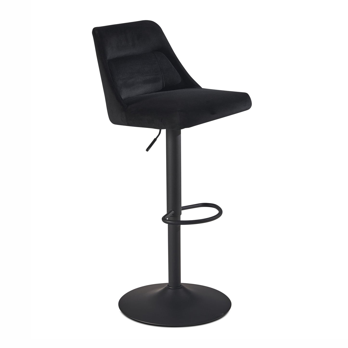 Barhocker Samt Schwarz Hocker mit Lehne 86   106 cm Kuechenhocker Hoehenverstellbar Modern 100 kg Design Barstuhl Tresenhocker mit Metall Trompetenfuss Bistrohocker Gepolstert