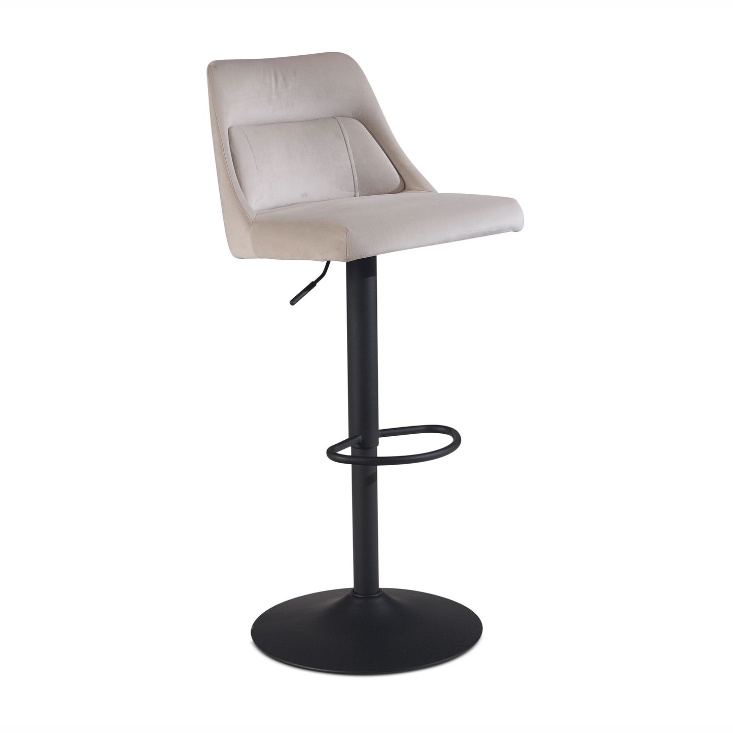 Barhocker Samt Beige Hocker mit Lehne 86   106 cm Kuechenhocker Hoehenverstellbar Modern 100 kg Design Barstuhl Tresenhocker mit Metall Trompetenfuss Bistrohocker Gepolstert