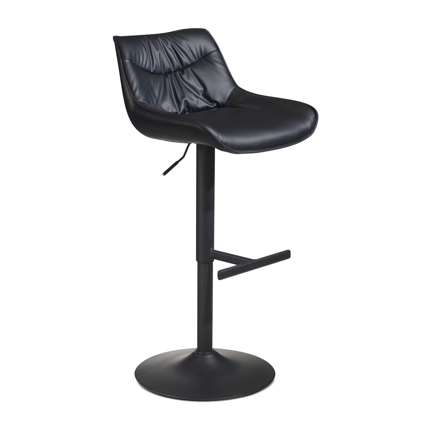 Barhocker Kunstleder Schwarz Hocker mit Lehne 86   106 cm Kuechenhocker Hoehenverstellbar Modern 100 kg Design Barstuhl Tresenhocker mit Metall Trompetenfuss Bistrohocker Gepolstert