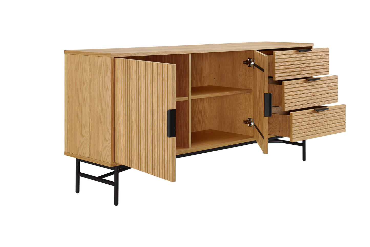 Sideboard 160 cm Eiche Echtholzfurnier