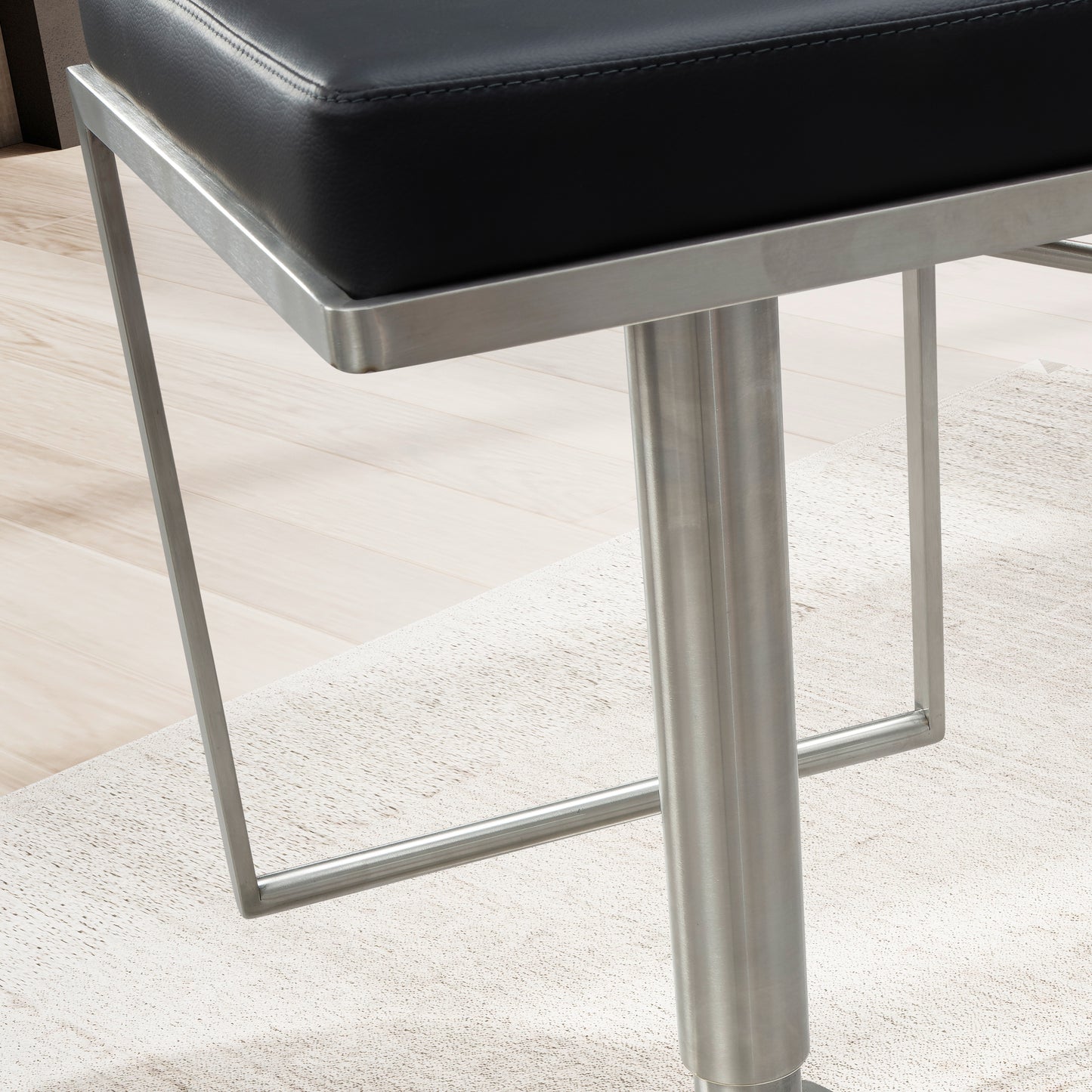 Barhocker Schwarz Kunstleder Edelstahl Design Barstuhl Modern Tresenstuhl Drehbar Gepolstert Bistrohocker Metall Hoch Thekenhocker Hoehenverstellbar Hoher Hocker fuer Bar