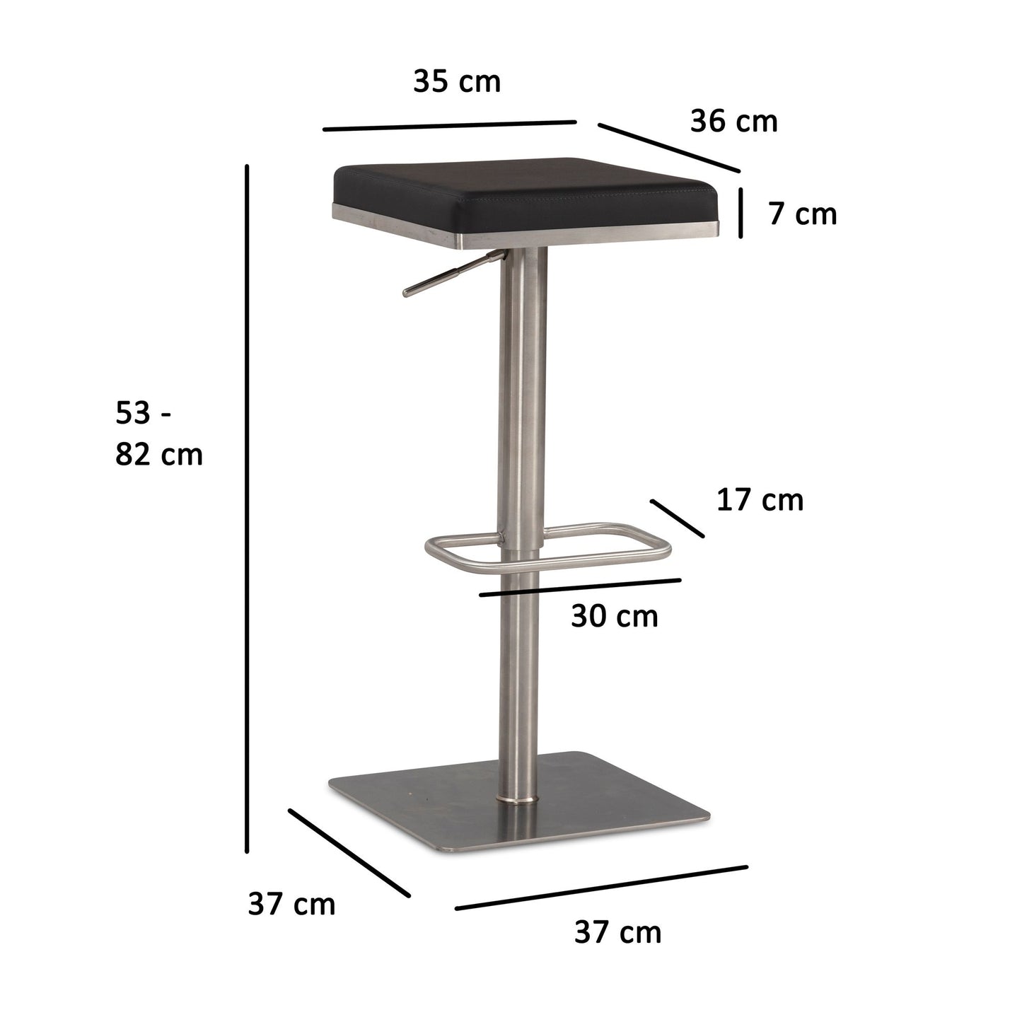 Barhocker Schwarz Kunstleder Edelstahl Barstuhl Modern Design Tresenstuhl Drehbar Gepolstert Bistrohocker Metall Hoch Thekenhocker Hoehenverstellbar Hoher Hocker fuer Bar