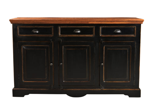 Sideboard 3 Schubladen 3 Tueren je 1 loser Boden hinter jeder Tuer Fachinnenmasse 395 44x34x25 cm ohne Boden 52 57 cm hoch Schubladeninnenmasse 38x34x10 cm