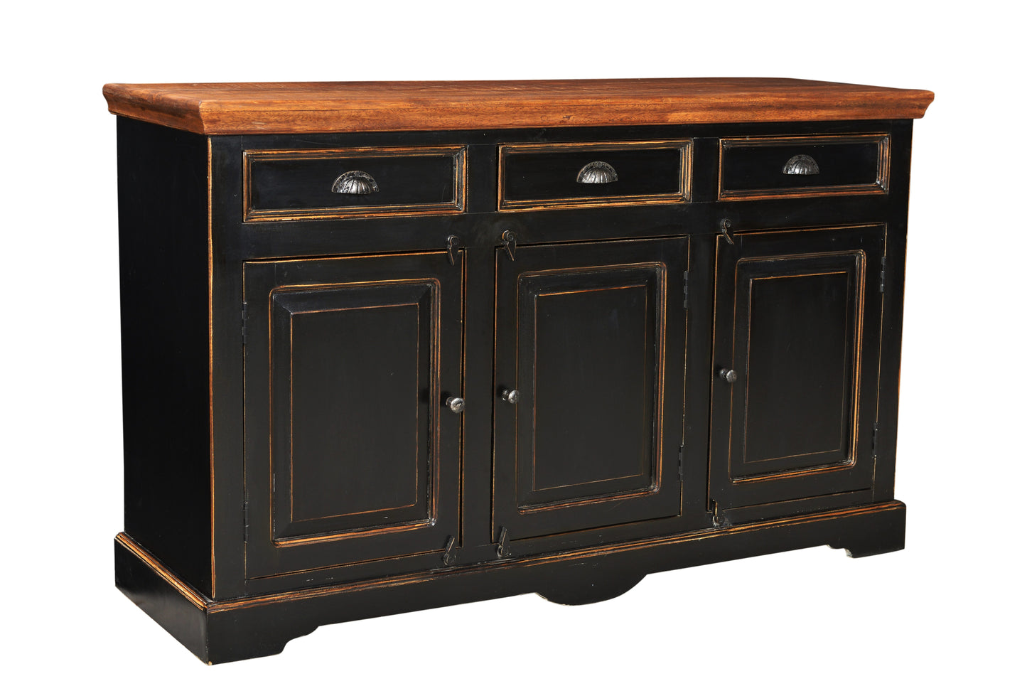 Sideboard 3 Schubladen 3 Tueren je 1 loser Boden hinter jeder Tuer Fachinnenmasse 395 44x34x25 cm ohne Boden 52 57 cm hoch Schubladeninnenmasse 38x34x10 cm