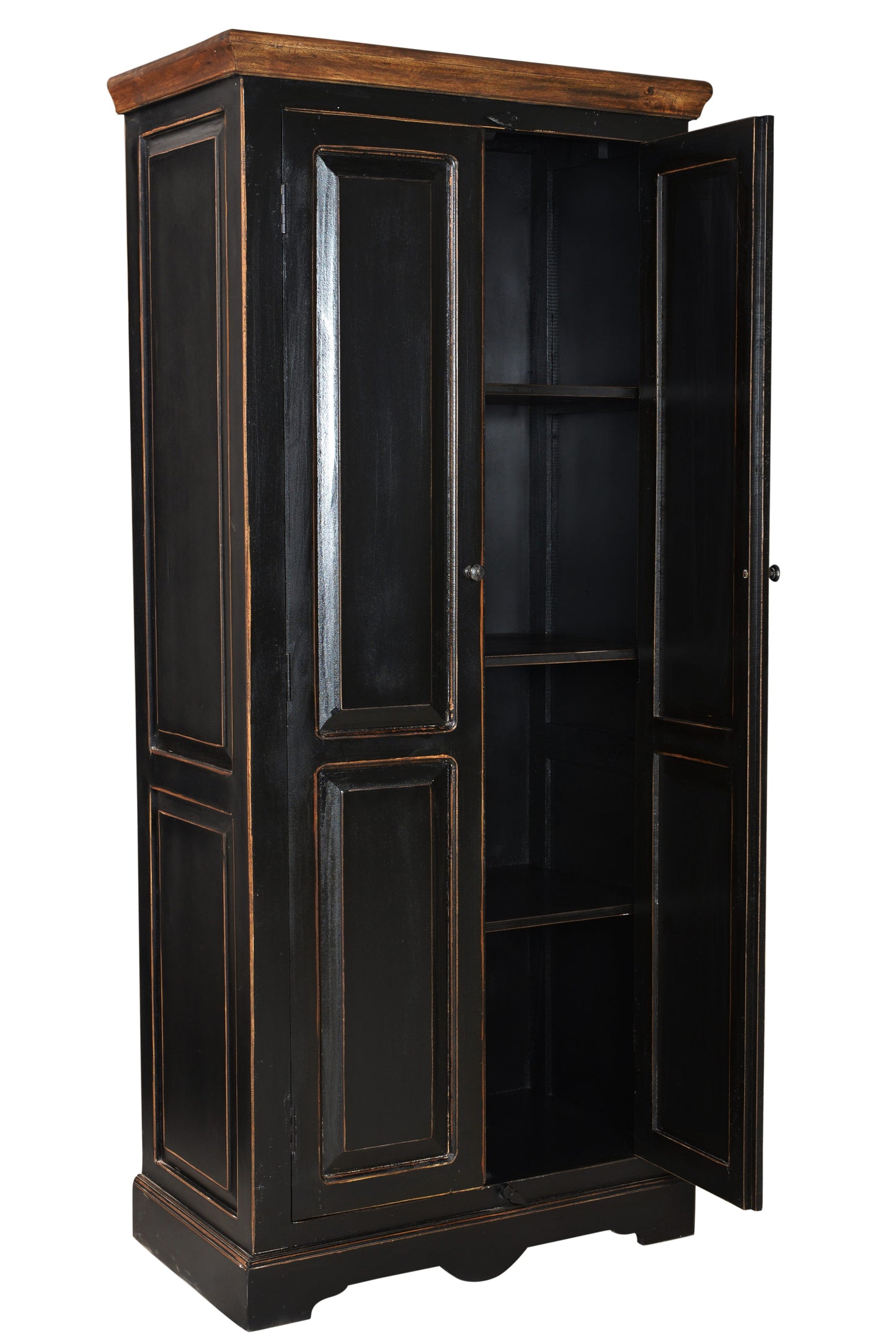 Schrank 2 Tueren 3 Einlegeboeden oben und mittig herausnehmbar 1 lose Kleiderstange Innenmasse 68x37x155 cm Fachmasse  69x39x385 cm