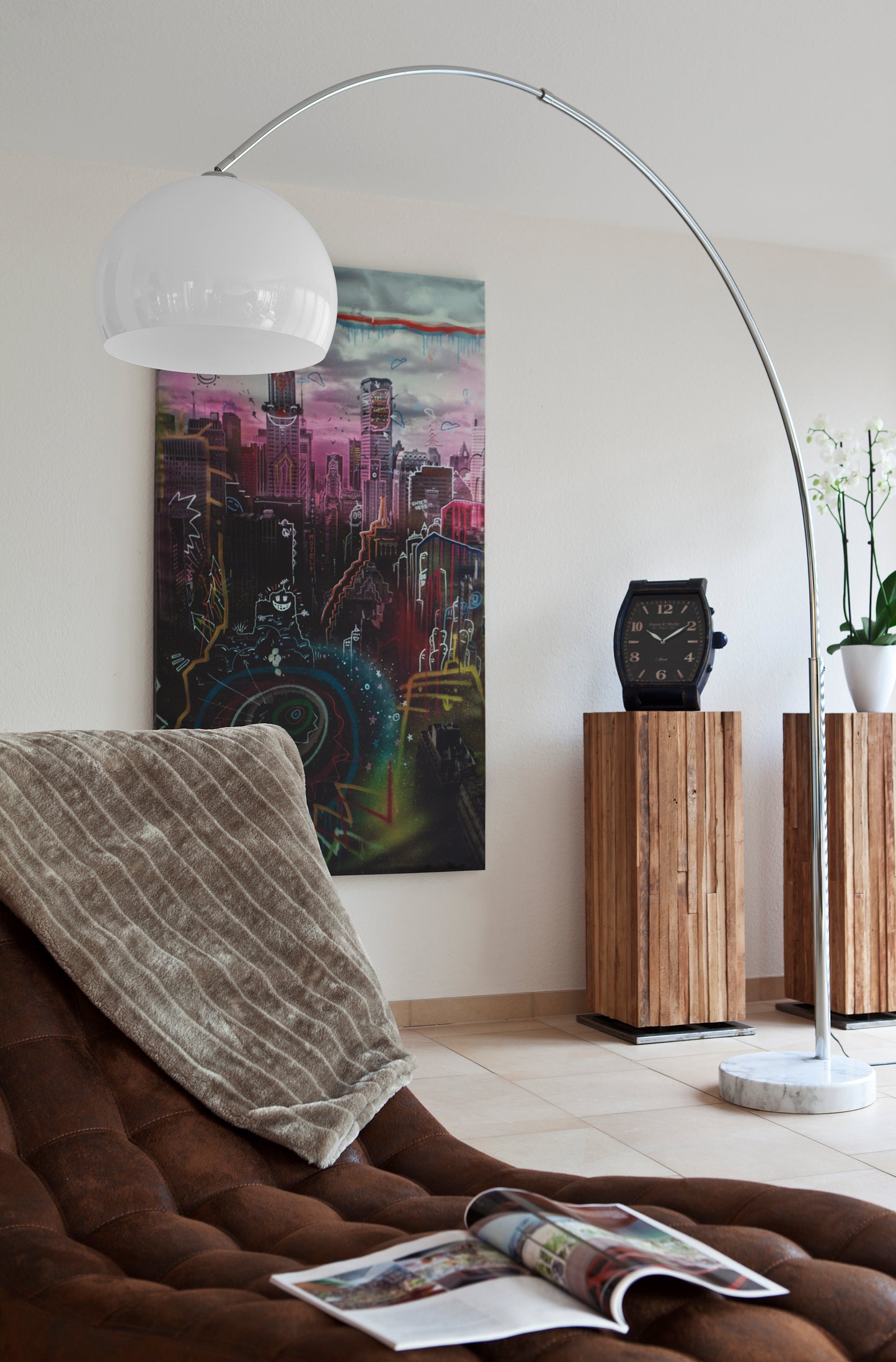 Bogenlampe 230 cm weiß Kunststoff