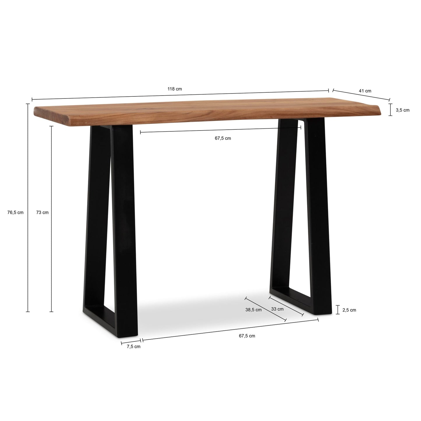 Schreibtisch 118 mal 41 mal 76 5 cm Akazie Massivholz Metall Computertisch Baumkante Homeoffice Buerotisch Massiv Schmal Holztisch Laptoptisch Arbeitszimmer